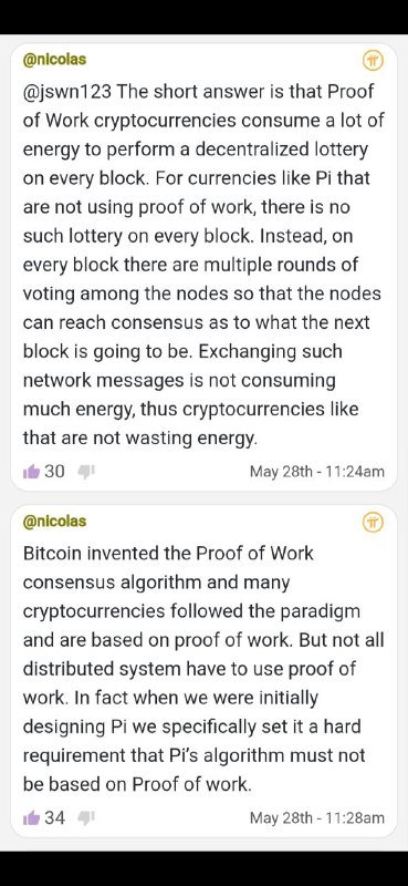 @nicolas ：“简短的回答是，工作量证明加密货币消耗大量能量来对每个区块进行去中心化的抽奖