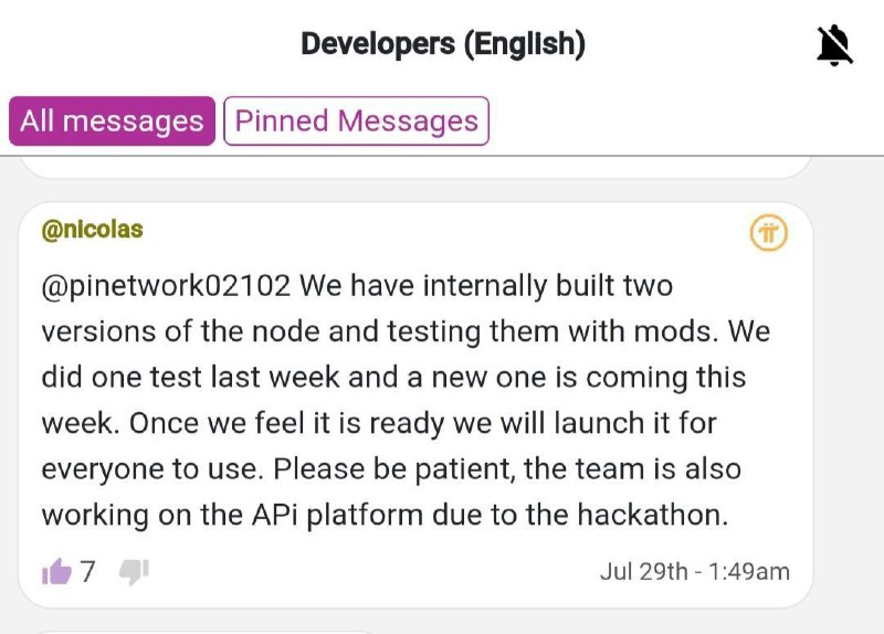nicolas：“我们在内部构建了两个版本的节点并使用管理员对其进行测试